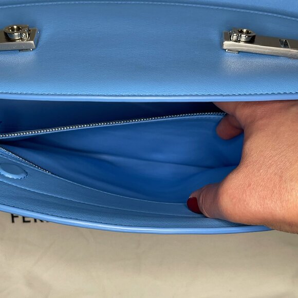 Ferragamo Large Hug Soft Crossbody Bag in Azur (bright blue), silver hardware - Picture 7 of 12